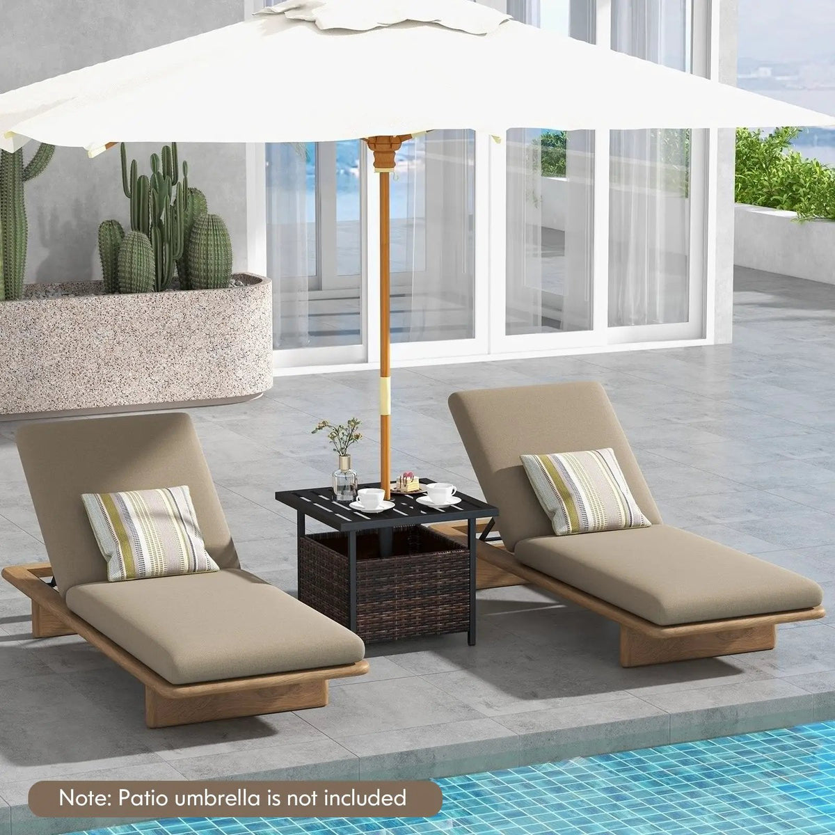 Outdoor Patio Rattan Wicker Steel Side Deck Table, photo 2 of 8
