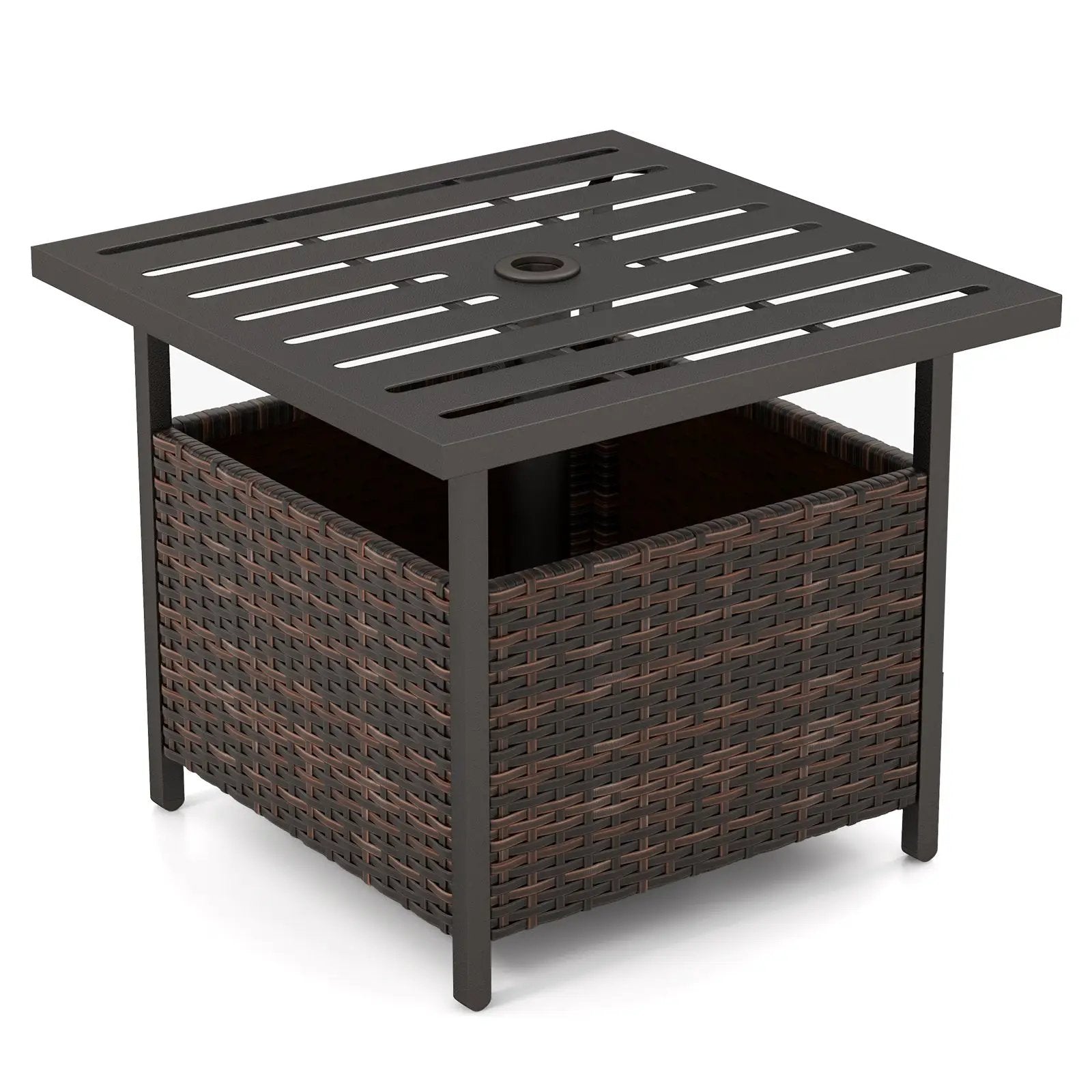 Outdoor Patio Rattan Wicker Steel Side Deck Table by DirectDeals