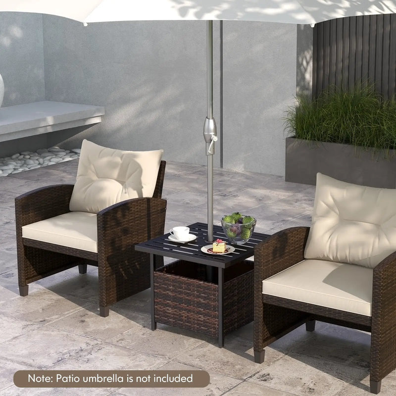 Outdoor Patio Rattan Wicker Steel Side Deck Table by DirectDeals