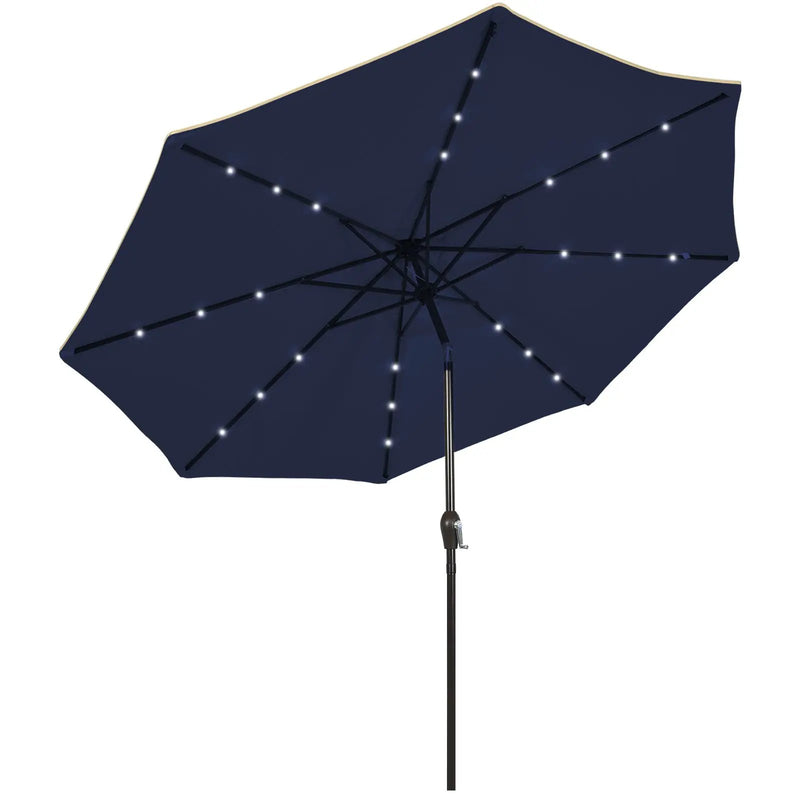 9 Feet Solar LED Lighted Patio Market Umbrella Tilt Adjustment Crank Lift by DirectDeals