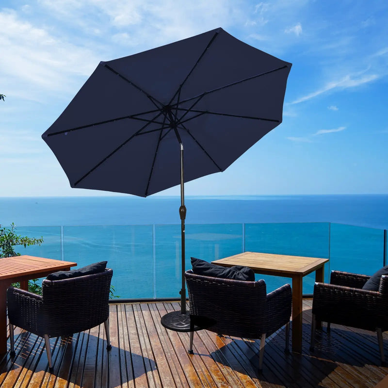 9 Feet Solar LED Lighted Patio Market Umbrella Tilt Adjustment Crank Lift by DirectDeals