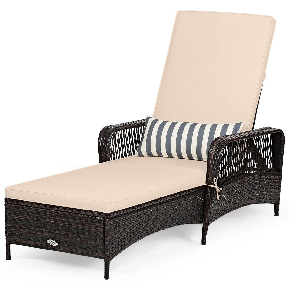 Outdoor Patio Wicker Chaise Lounge Chair with Adjustable Backrest and Pillow, photo 9 of 9