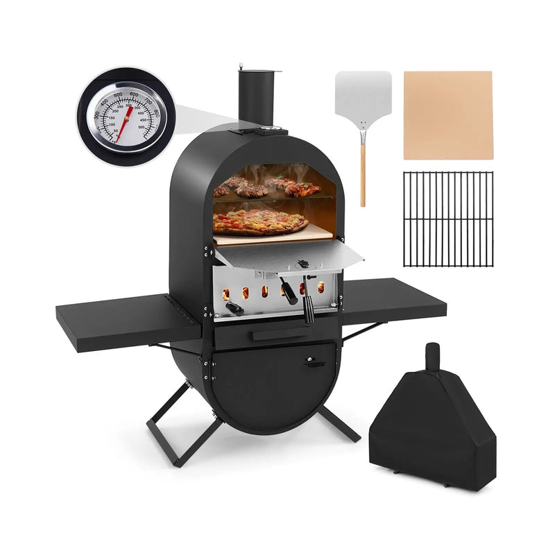 Outdoor Pizza Oven with 600D Oxford Fabric Cover 12 Inch Pizza Stone and Cooking Grill by DirectDeals