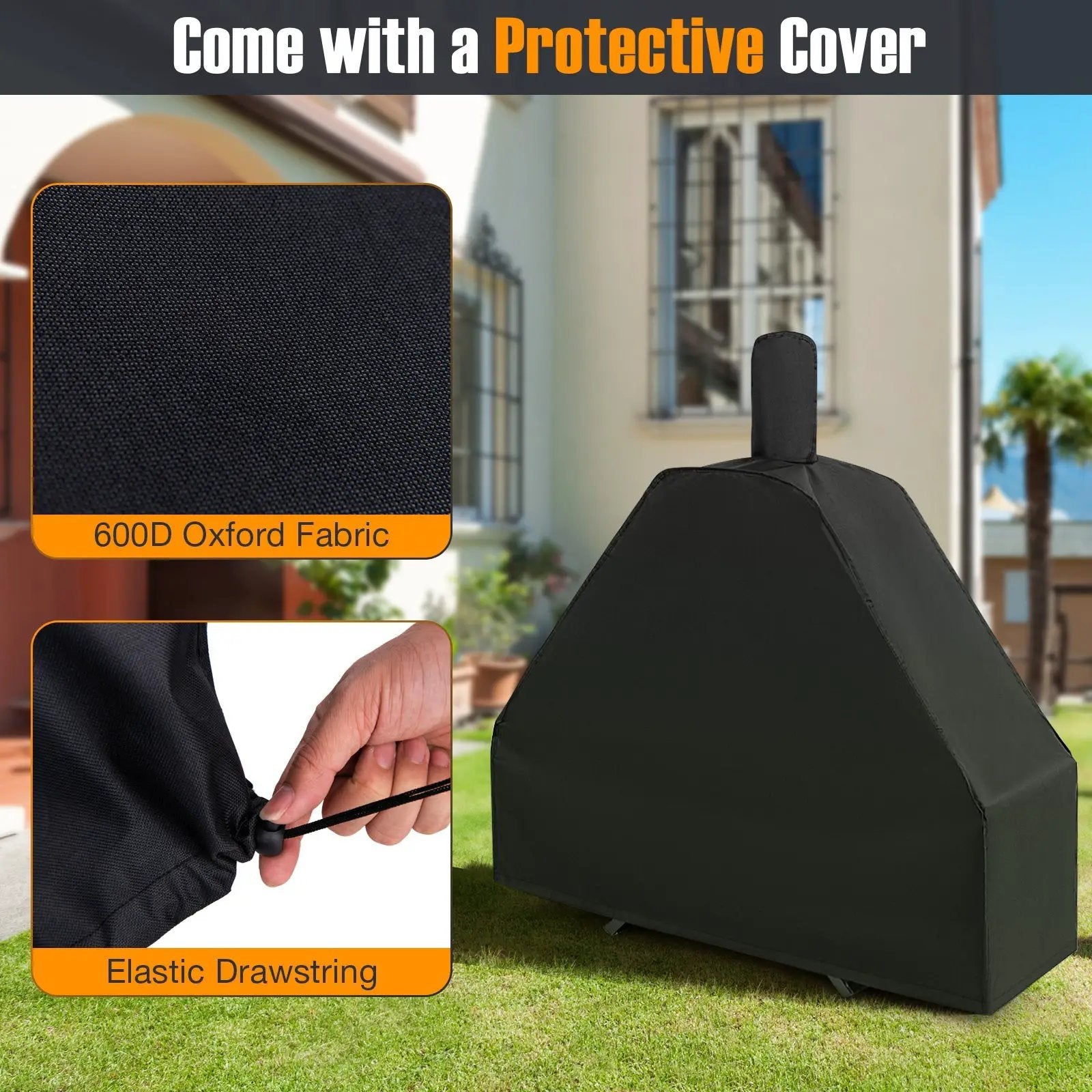 Outdoor Pizza Oven with 600D Oxford Fabric Cover 12 Inch Pizza Stone and Cooking Grill by DirectDeals
