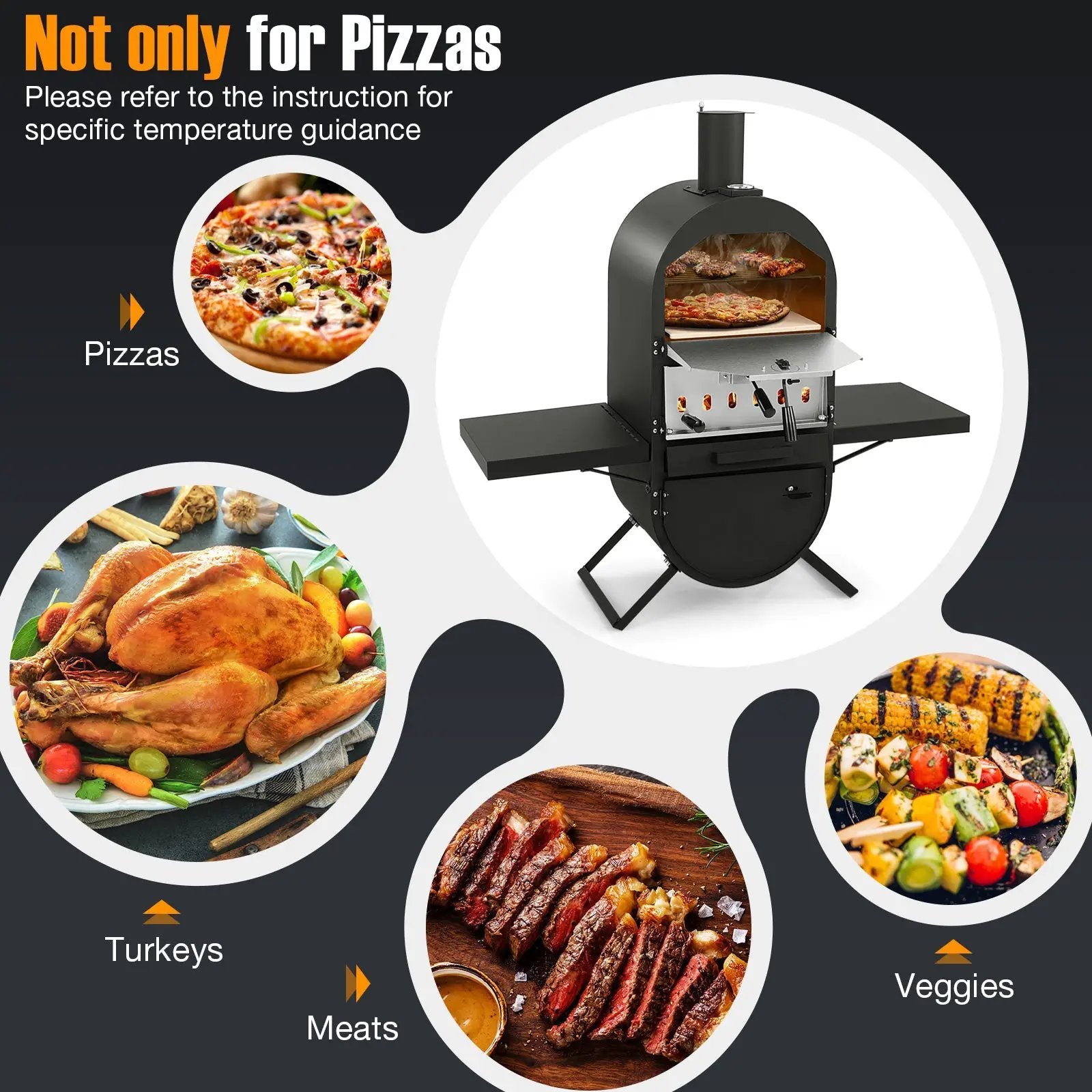 Outdoor Pizza Oven with 600D Oxford Fabric Cover 12 Inch Pizza Stone and Cooking Grill by DirectDeals