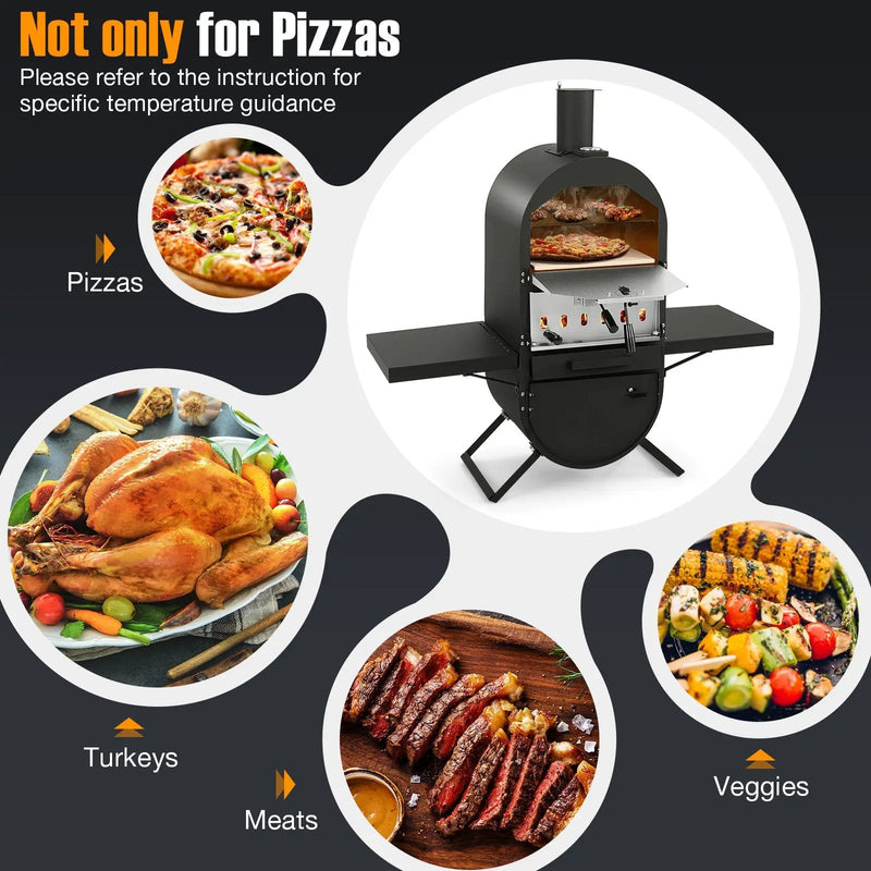 Outdoor Pizza Oven with 600D Oxford Fabric Cover 12 Inch Pizza Stone and Cooking Grill by DirectDeals
