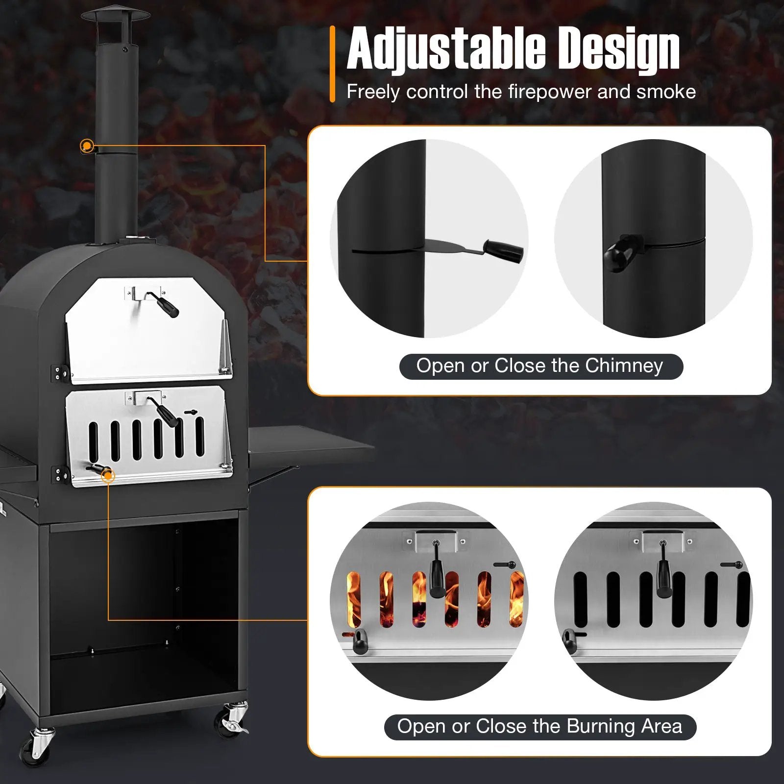 Outdoor Pizza Oven with Protective Cover and Grill Racks and Built-in Thermometer by DirectDeals