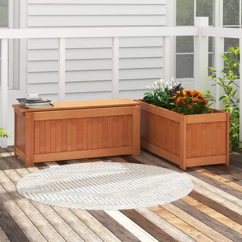 Outdoor Plant Container with Seat for Garden Yard Balcony Deck by DirectDeals
