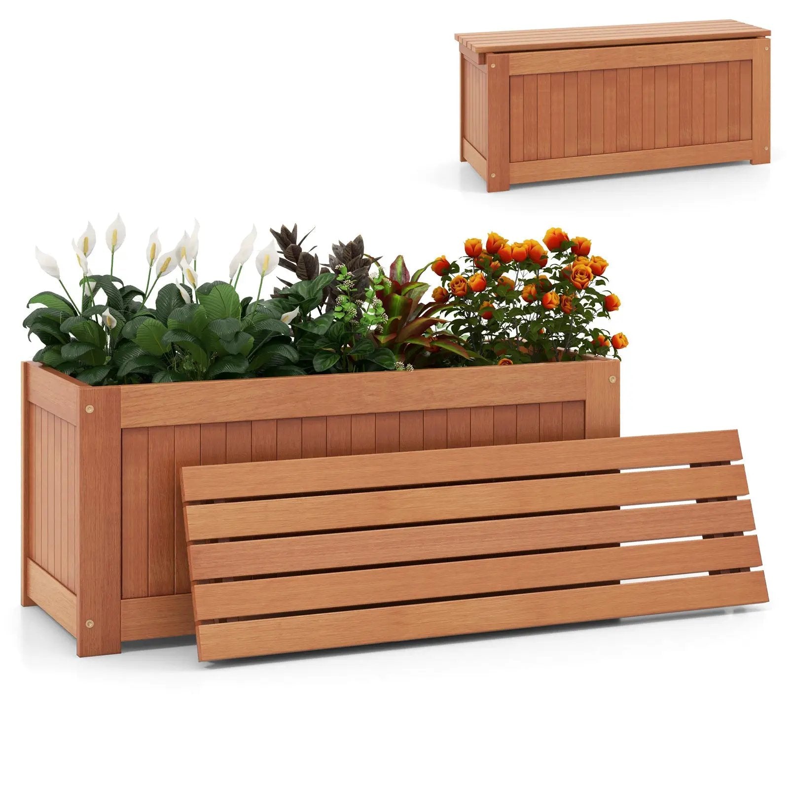 Outdoor Plant Container with Seat for Garden Yard Balcony Deck by DirectDeals