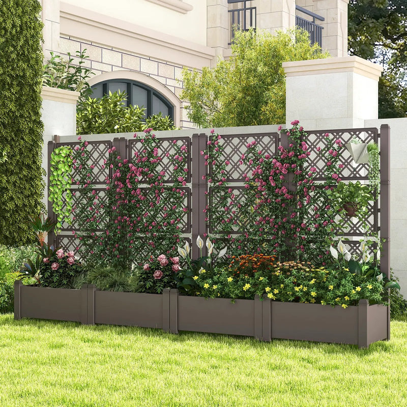 Outdoor Planter Box Self-Watering Raised Garden Bed Trellis with Water Level Indicator by DirectDeals