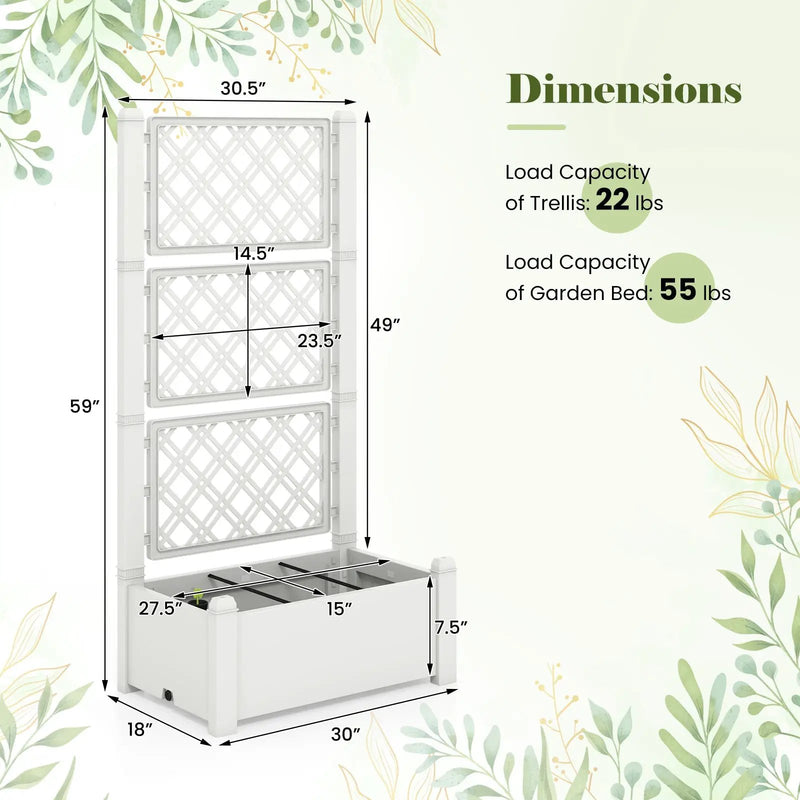 Outdoor Planter Box Self-Watering Raised Garden Bed Trellis with Water Level Indicator by DirectDeals