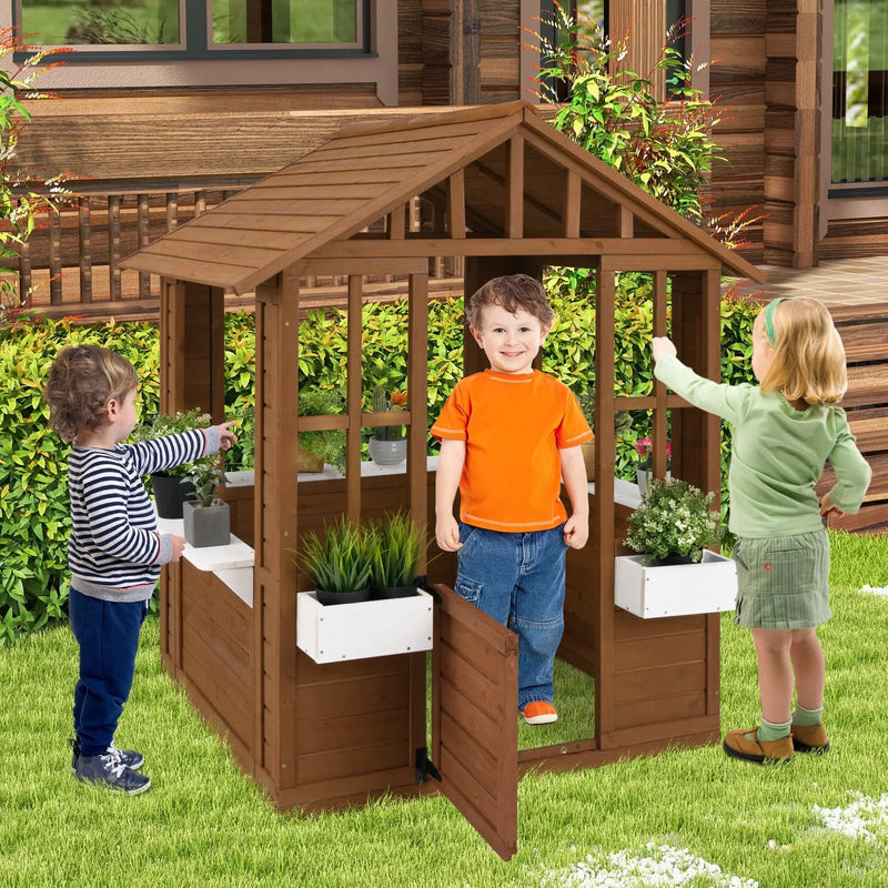 Outdoor Playhouse with Serving Stations and Door for 2+ Years Old by DirectDeals