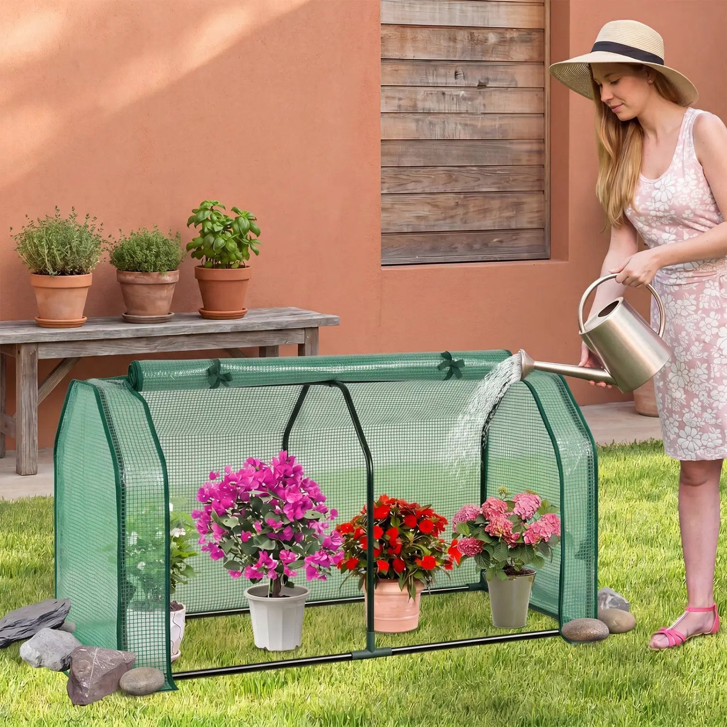 Portable Mini Greenhouse with PE Cover and Zippered Door by DirectDeals