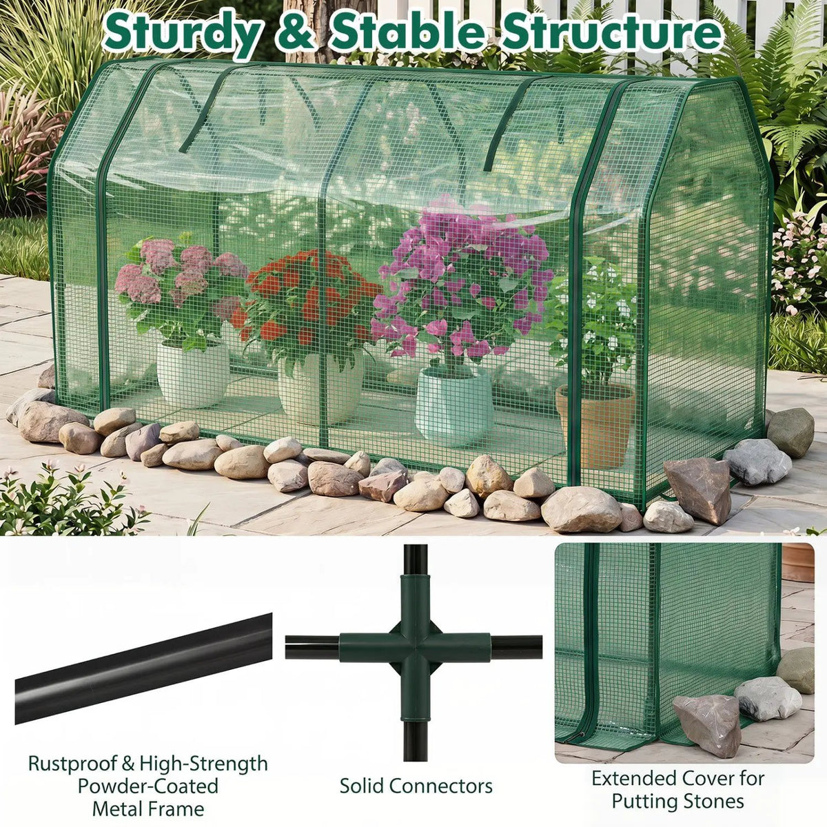 Portable Mini Greenhouse with PE Cover and Zippered Door, photo 16 of 16