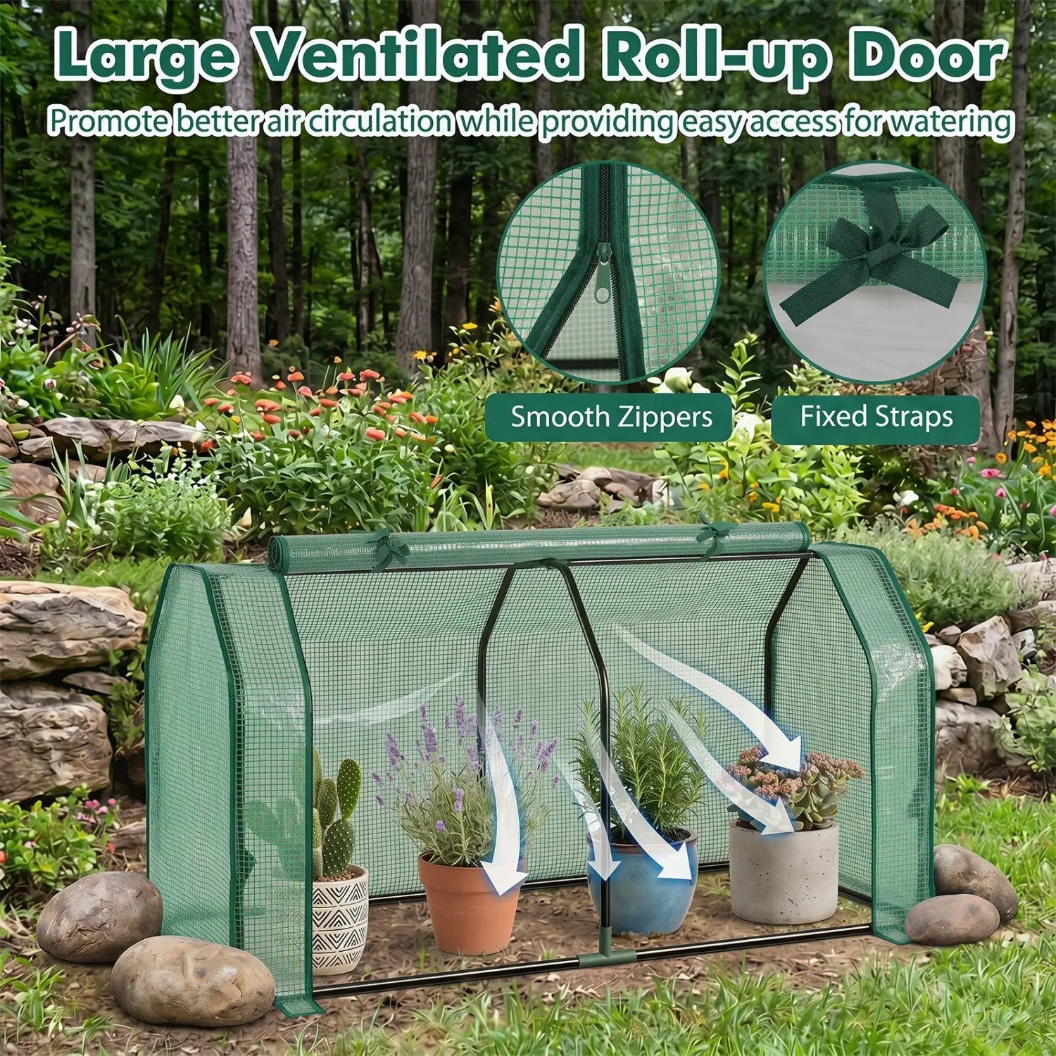 Portable Mini Greenhouse with PE Cover and Zippered Door by DirectDeals