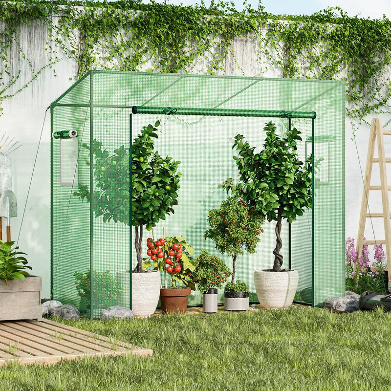 Outdoor Portable Walk-in Greenhouse with PE Cover Heavy-Duty Metal Frame Roll-up Zipper Door by DirectDeals