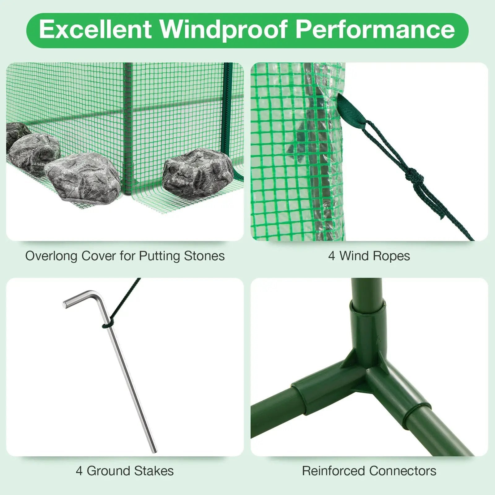 Outdoor Portable Walk-in Greenhouse with PE Cover Heavy-Duty Metal Frame Roll-up Zipper Door by DirectDeals