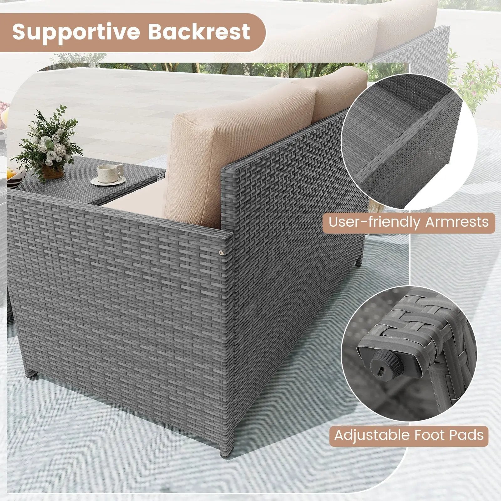 Outdoor Rattan Daybed Wicker Loveseat and 31 Gallon Storage Ottoman-Brown by DirectDeals