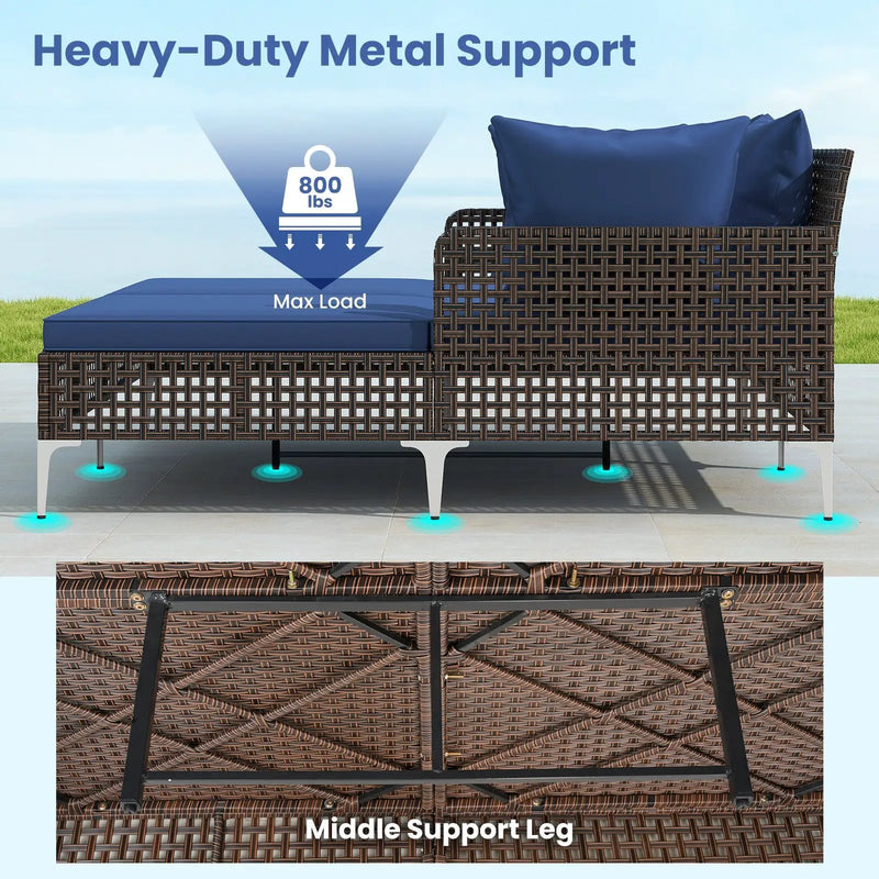 Outdoor Rattan Double Daybed Wicker Chaise Lounge by DirectDeals