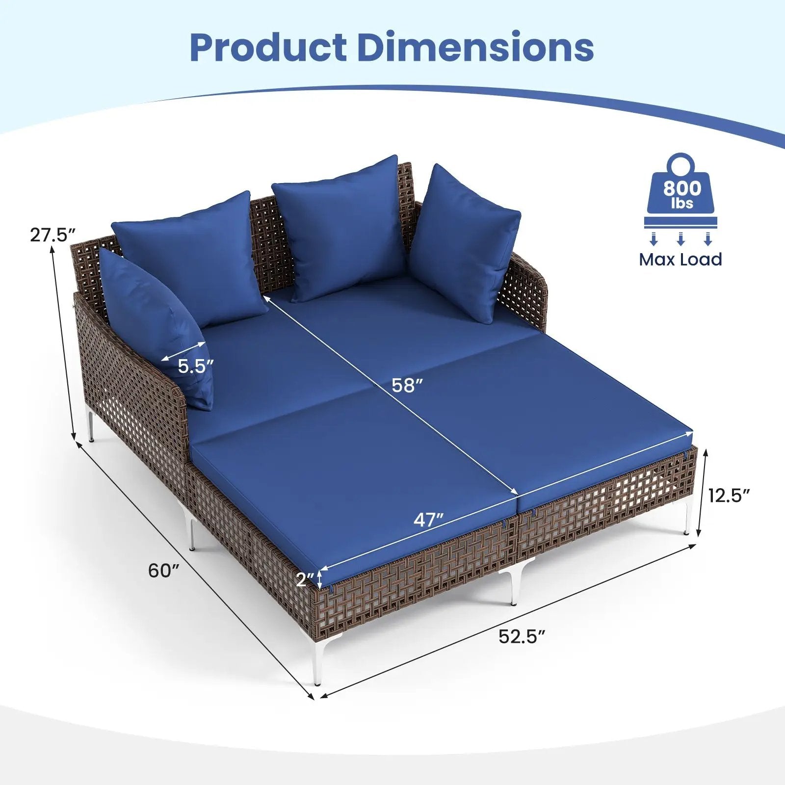 Outdoor Rattan Double Daybed Wicker Chaise Lounge by DirectDeals