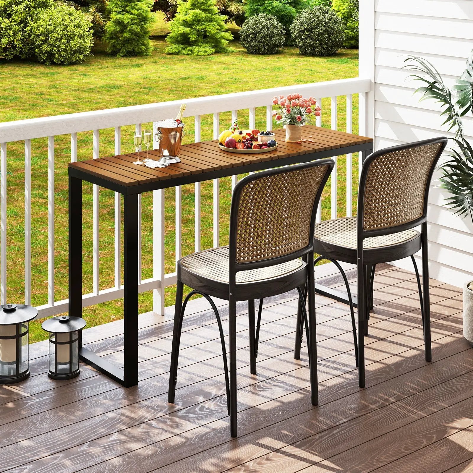 Outdoor Rectangle Console Table with Long-Lasting WPC Tabletop by DirectDeals