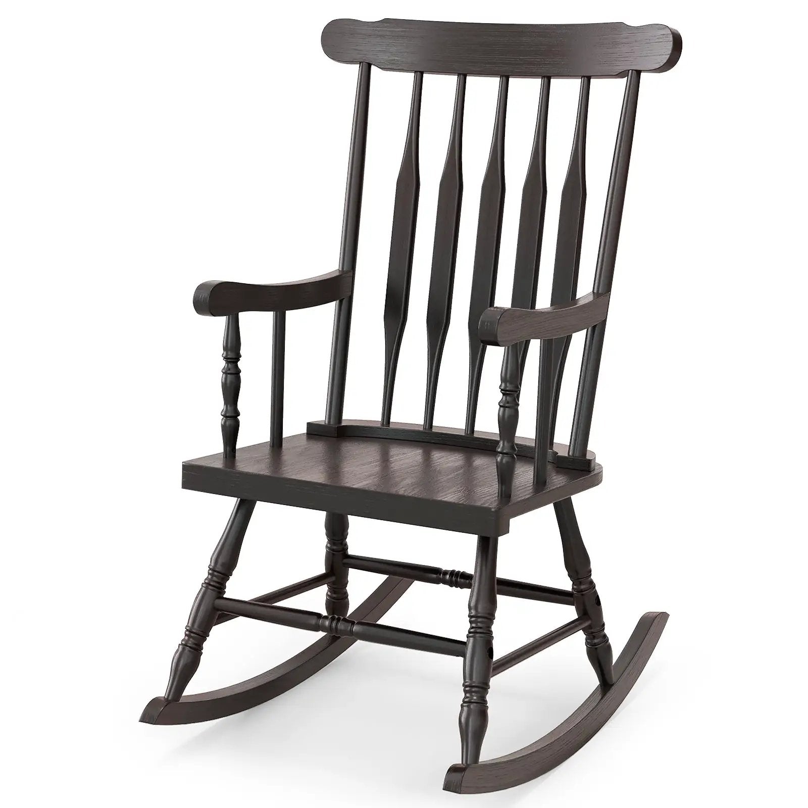 Rocking Chair with Solid Wooden Frame for Garden and Patio by DirectDeals