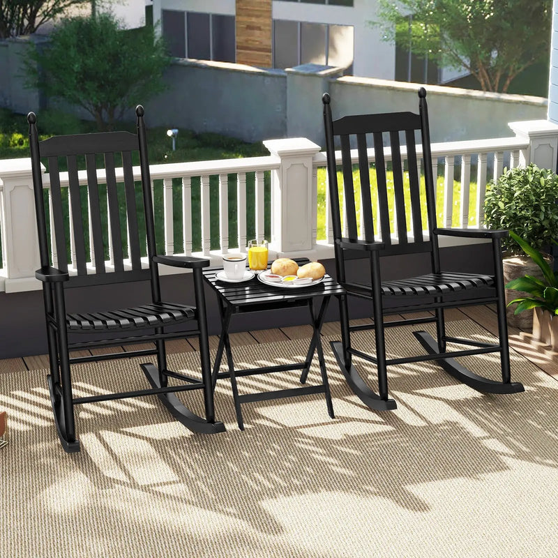 High-Back Acacia Wood Outdoor Rocking Chair with Solid Rocking Base by DirectDeals