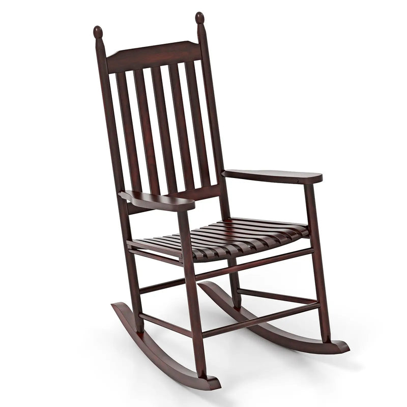 High-Back Acacia Wood Outdoor Rocking Chair with Solid Rocking Base by DirectDeals