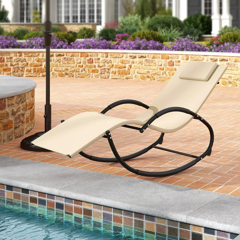 Outdoor Rocking Lounge Chair with Removable Headrest by DirectDeals