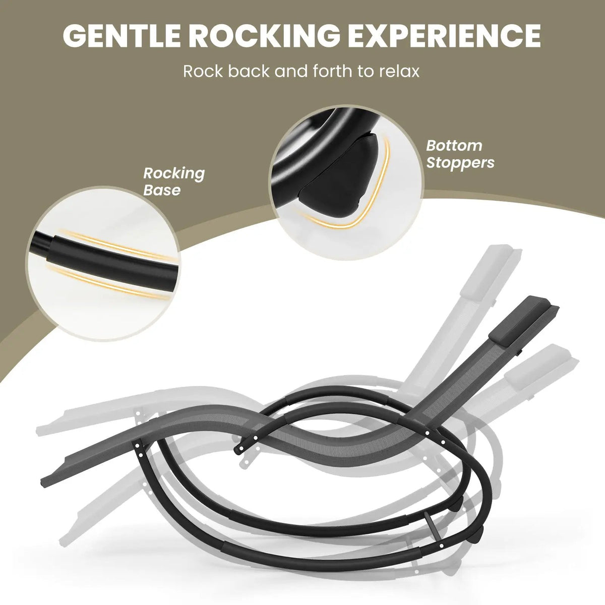 Outdoor Rocking Lounge Chair with Removable Headrest, photo 13 of 16