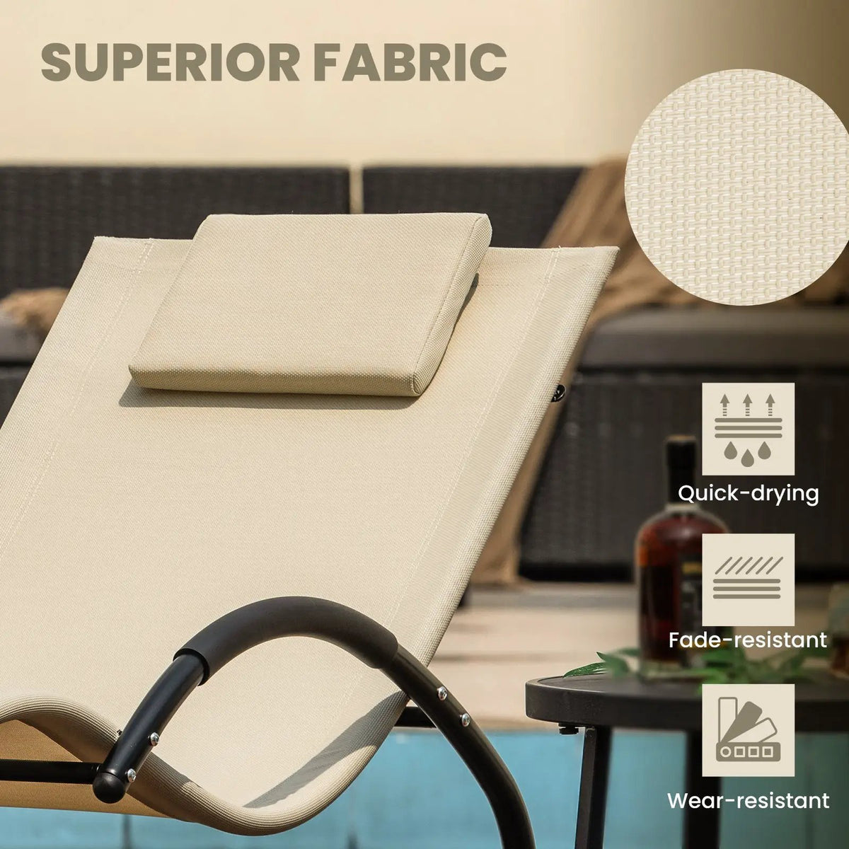 Outdoor Rocking Lounge Chair with Removable Headrest, photo 16 of 16