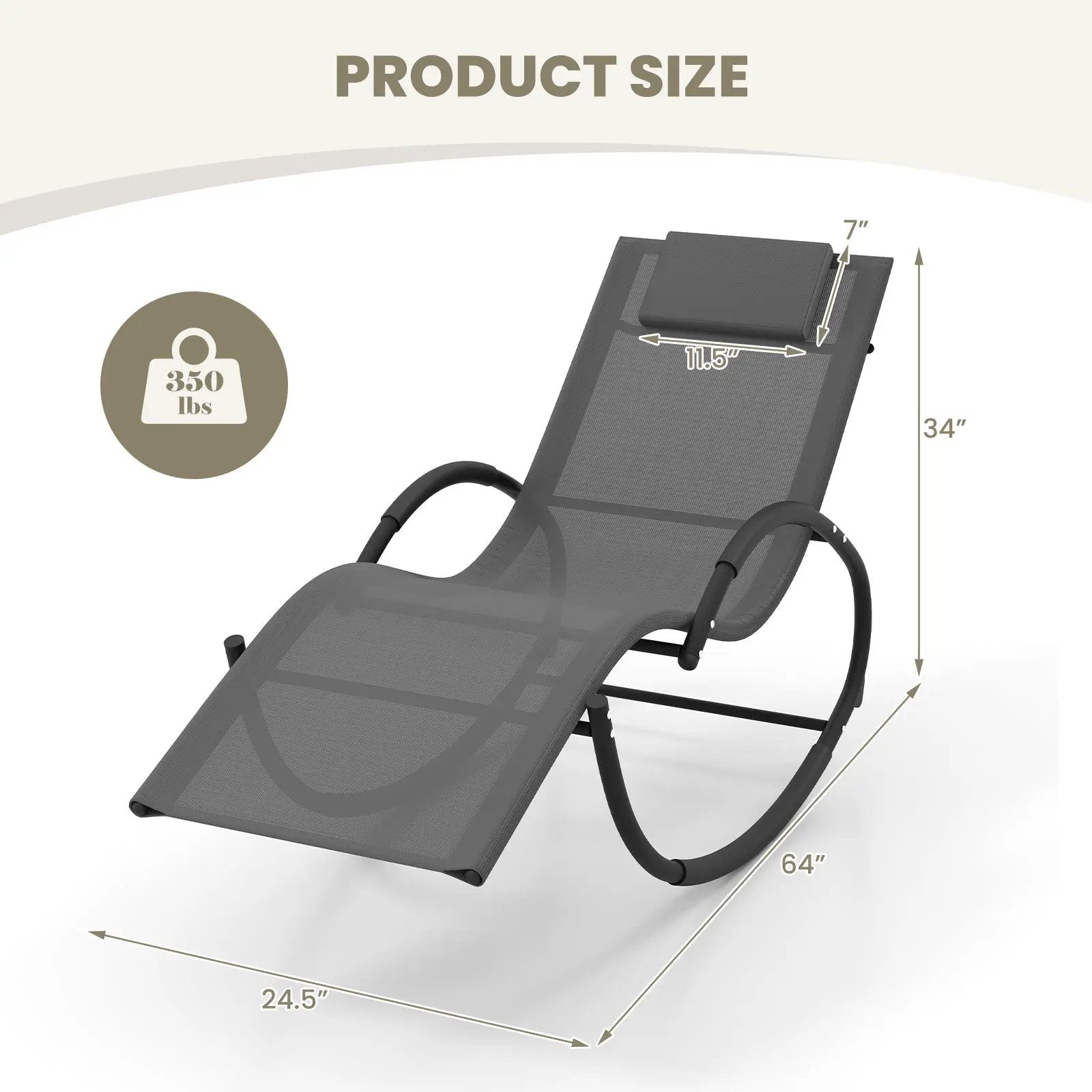 Outdoor Rocking Lounge Chair with Removable Headrest by DirectDeals