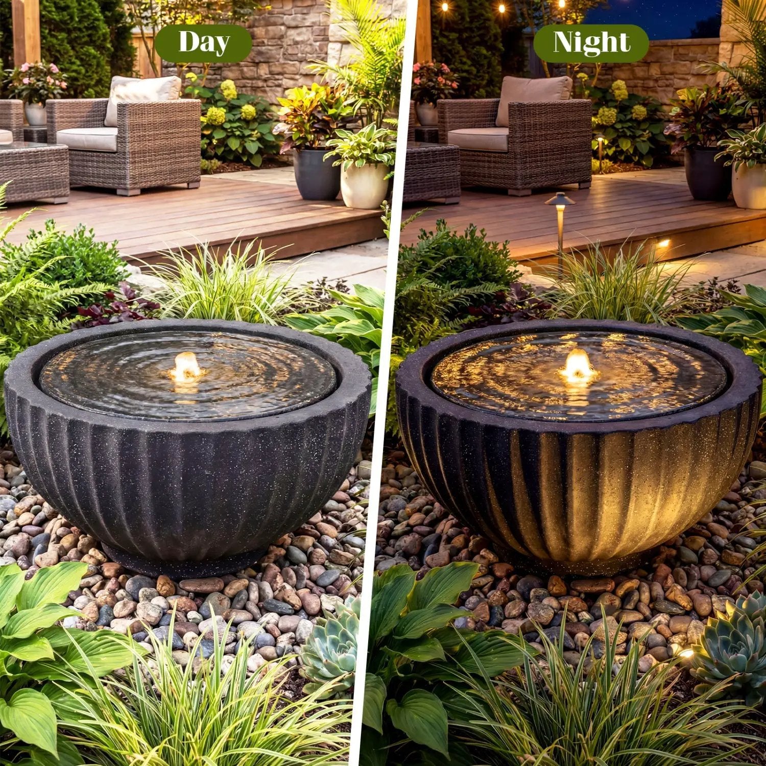 Outdoor Round Sphere Water Fountain with LED Lights and Pump by DirectDeals