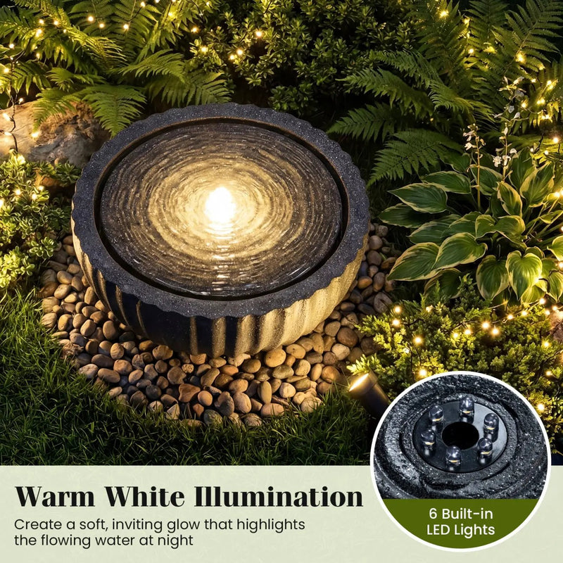 Outdoor Round Sphere Water Fountain with LED Lights and Pump by DirectDeals