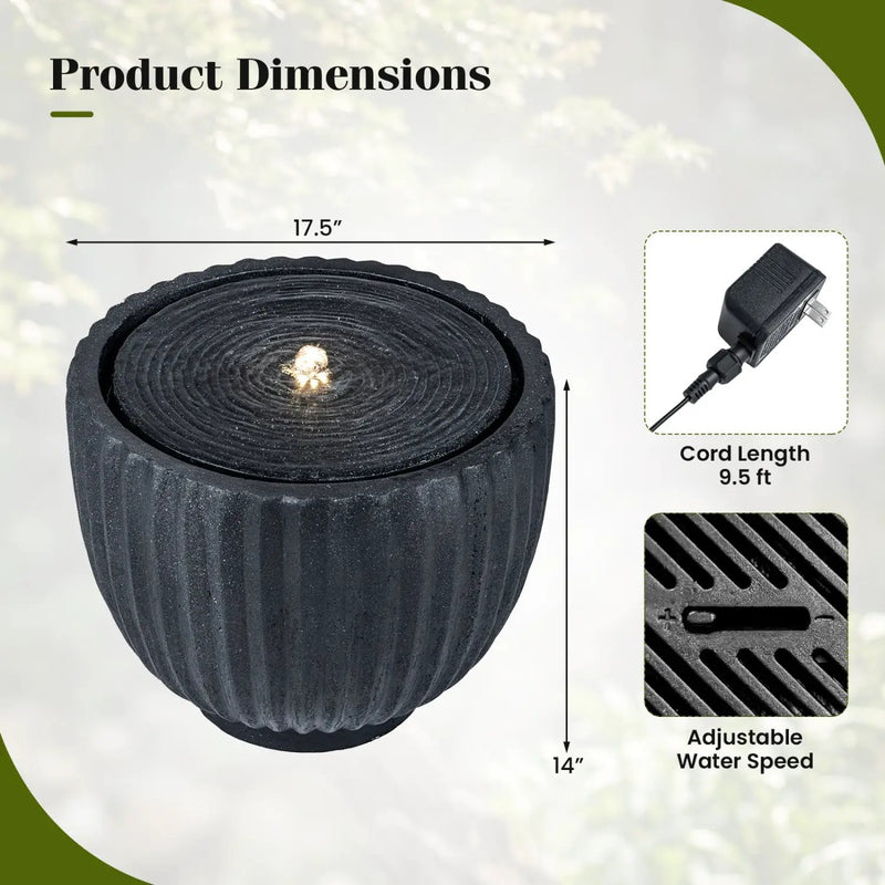 Outdoor Round Sphere Water Fountain with Pump for Garden by DirectDeals