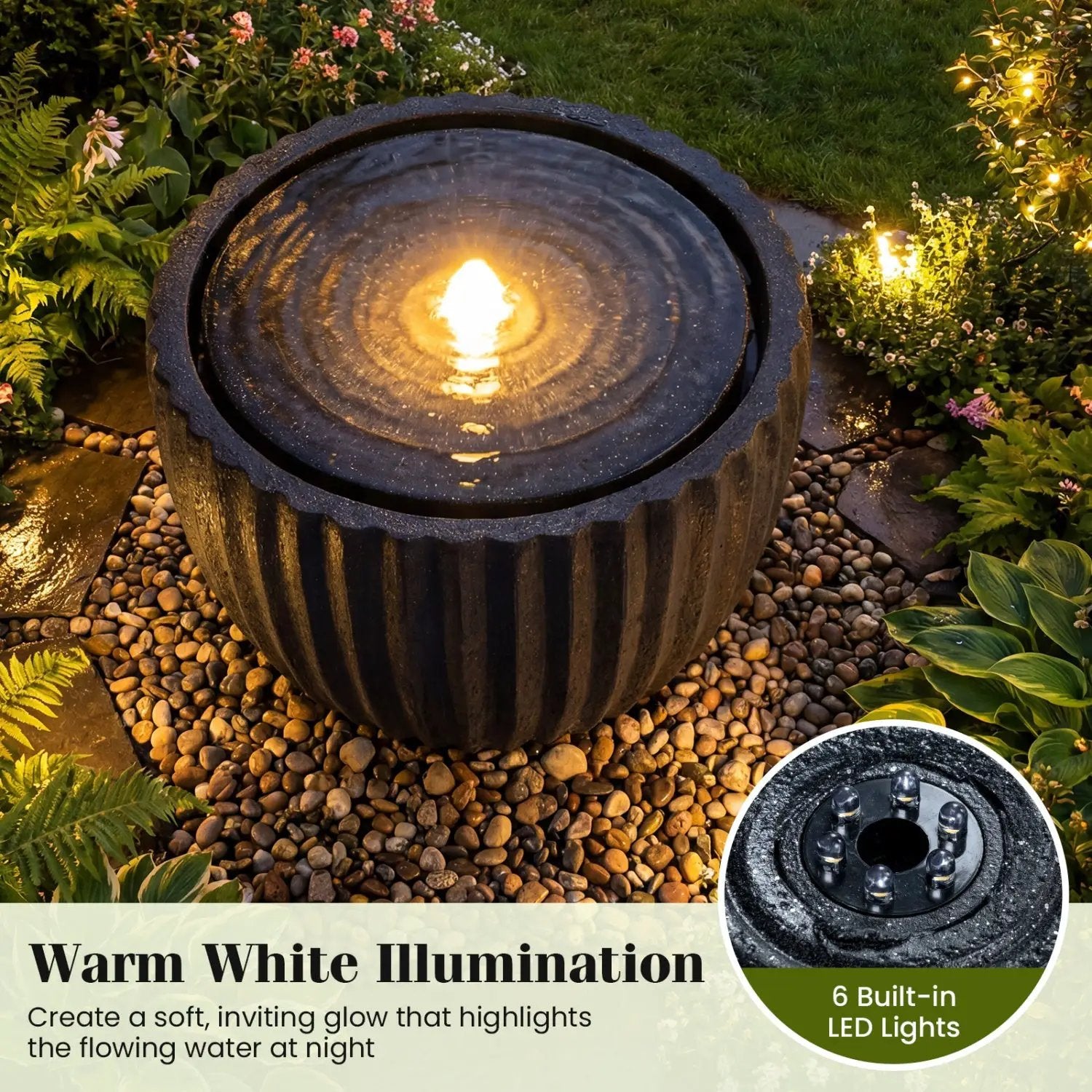 Outdoor Round Sphere Water Fountain with Pump for Garden by DirectDeals