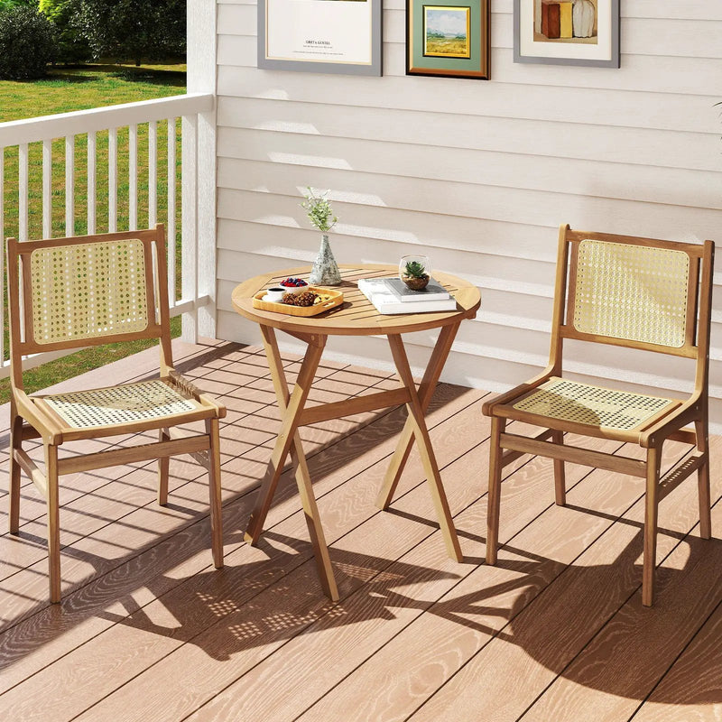 Outdoor Side Table with Slatted Tabletop and X-Shaped Structure by DirectDeals