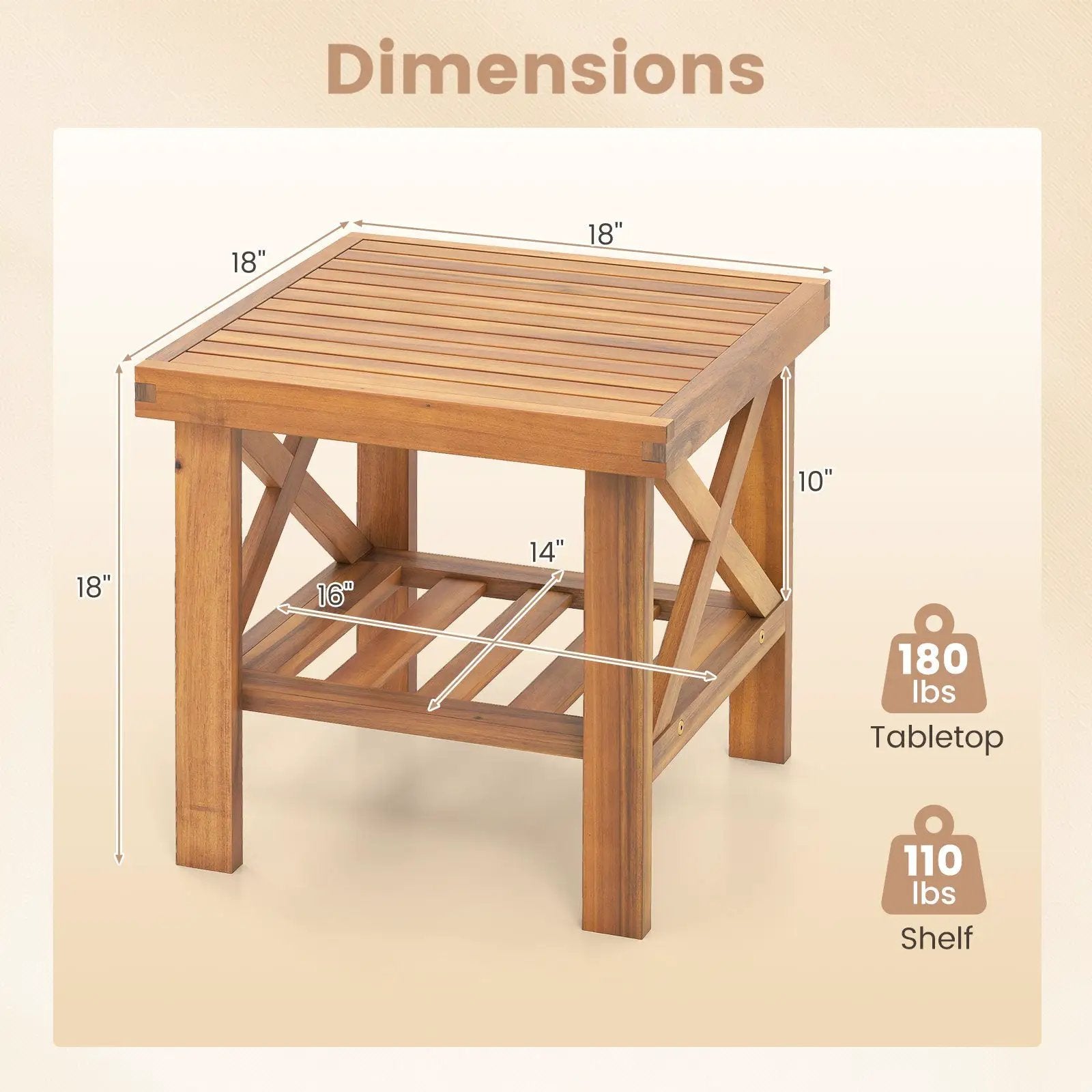 Outdoor Side Table with Storage Shelf for Small Space by DirectDeals