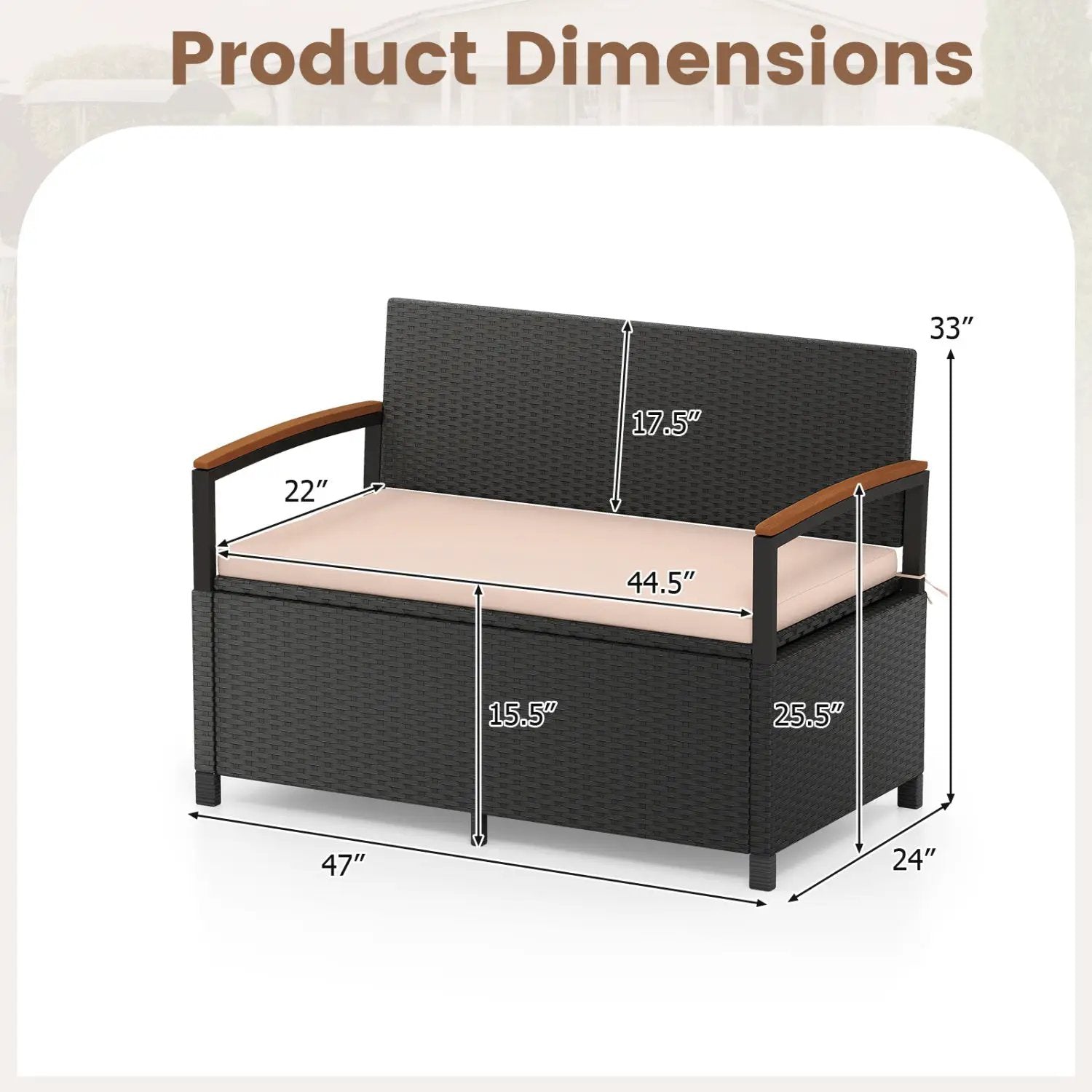 Outdoor Storage Bench Deck Box Patio Furniture with Cushion-White by DirectDeals