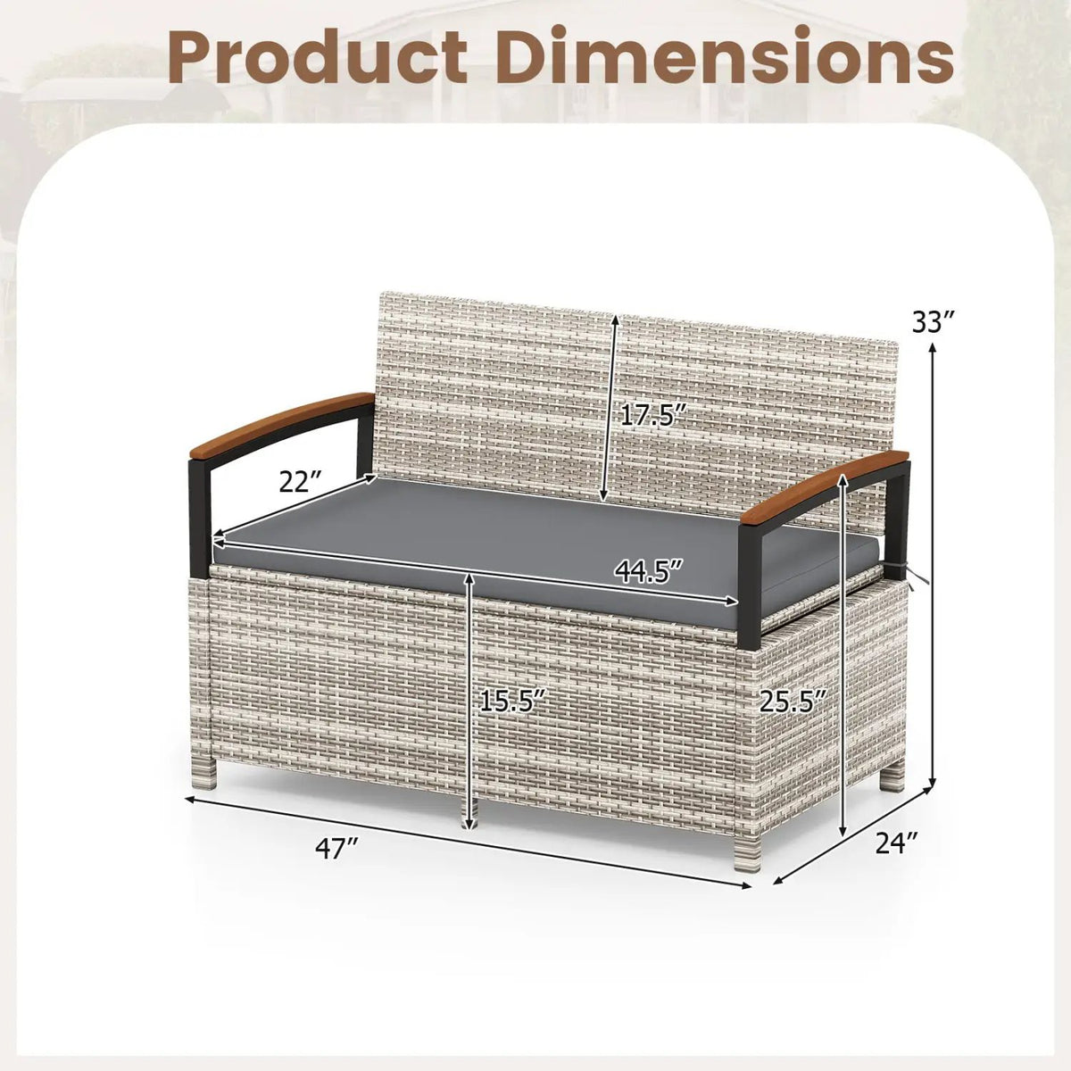 Outdoor Storage Bench Deck Box Patio Furniture with Cushion-White, photo 10 of 10
