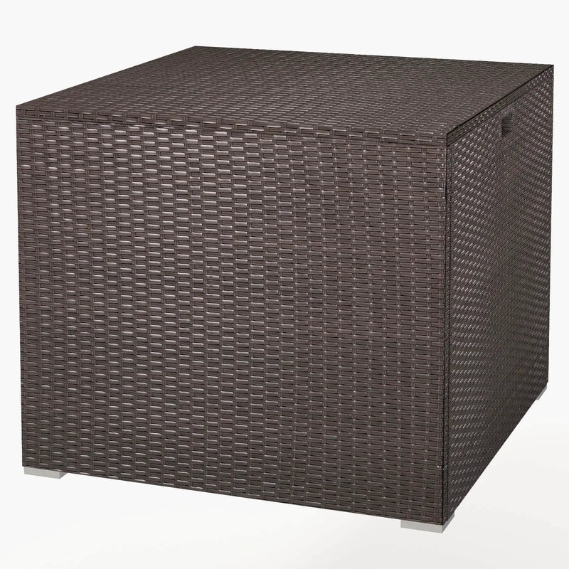 72 Gallon Rattan Outdoor Storage Box with Zippered Liner and Solid Pneumatic Rod by DirectDeals