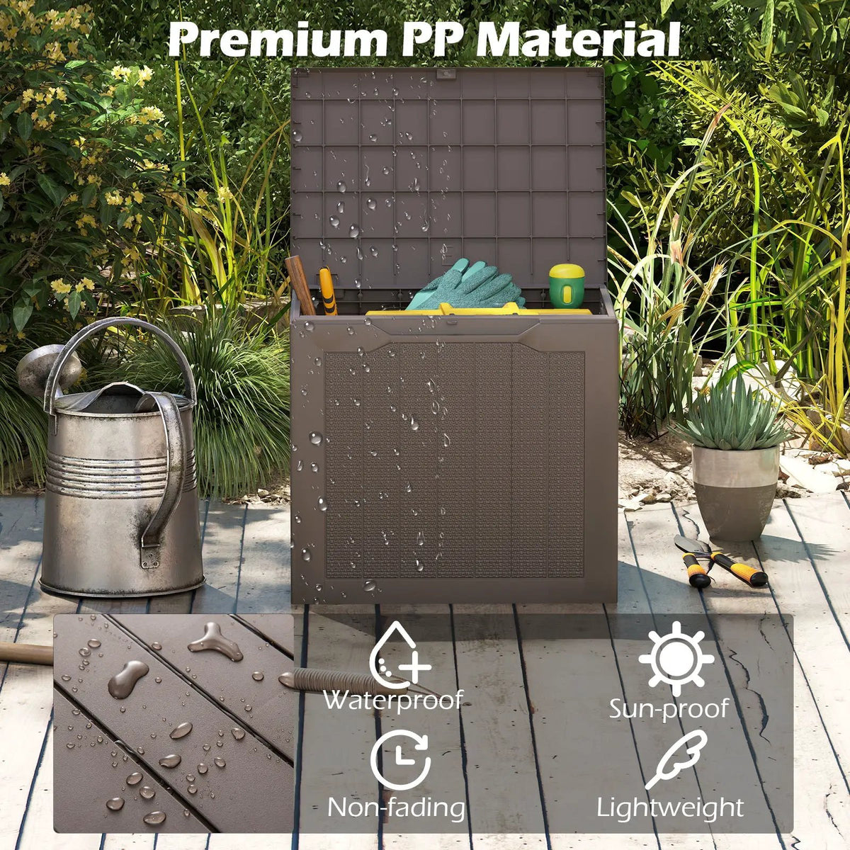 Outdoor Storage Box 25 Gallon Deck Box with Lockable Lid and Wicker-woven Texture, photo 15 of 16
