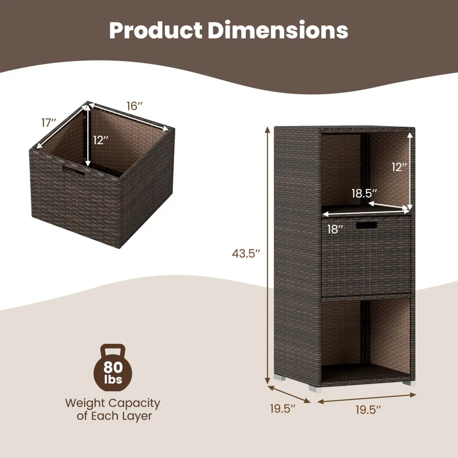 Outdoor Storage Cabinet Patio Wicker Organizer with Drawer by DirectDeals