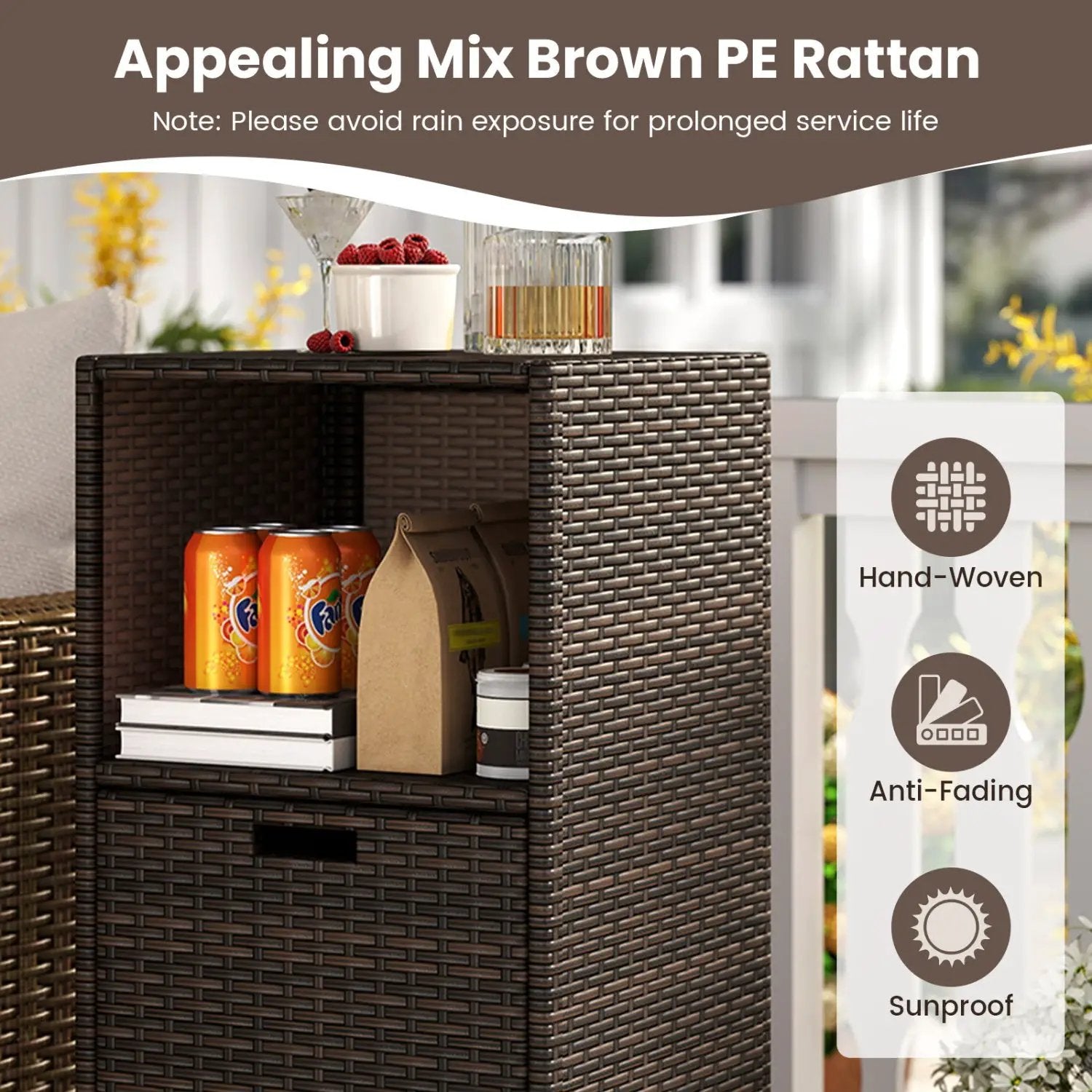 Outdoor Storage Cabinet Patio Wicker Organizer with Drawer by DirectDeals