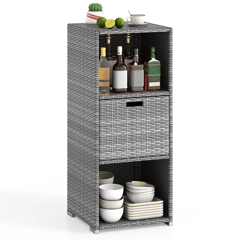 Outdoor Storage Cabinet Patio Wicker Organizer with Drawer by DirectDeals