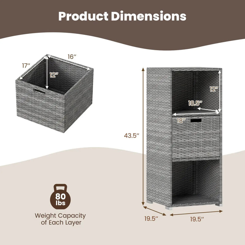 Outdoor Storage Cabinet Patio Wicker Organizer with Drawer by DirectDeals