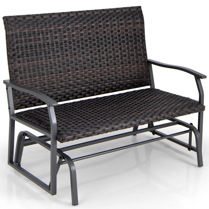 All Weather Outdoor 2-Person Swing Glider Bench with Quick Dry Foam Seat-Brown by DirectDeals