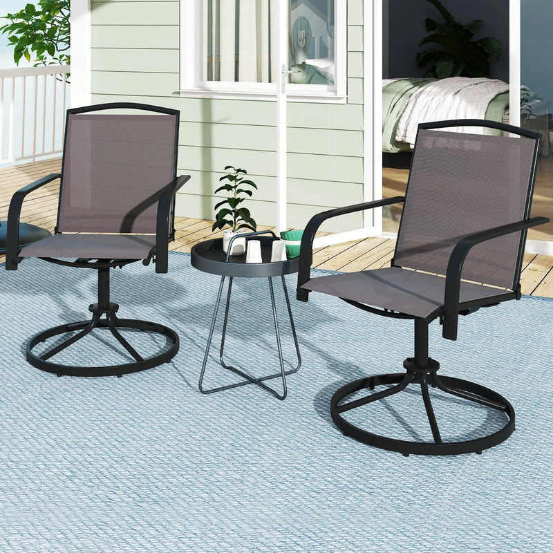 Outdoor Swivel Chairs Set of 2 with High Back and Breathable Seat by DirectDeals