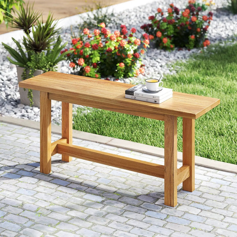 Outdoor Teak Wood Bench for Porch Backyard and Poolside by DirectDeals