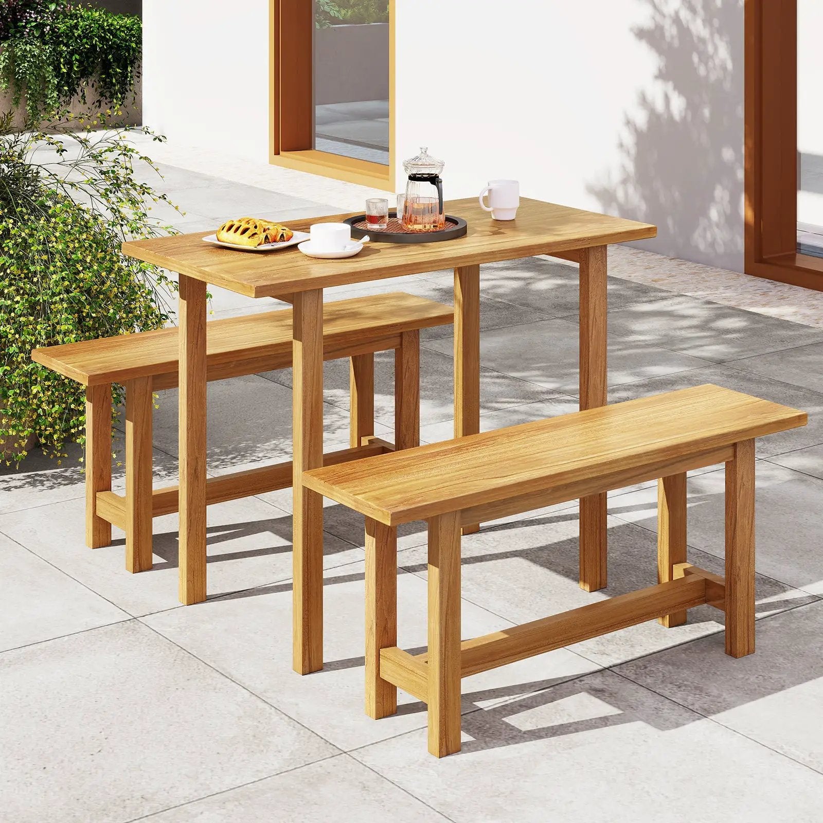 Outdoor Teak Wood Bench for Porch Backyard and Poolside by DirectDeals